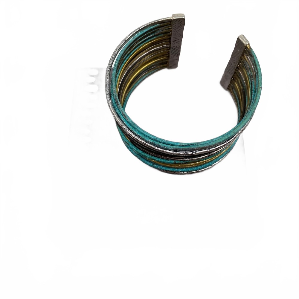 Silpada Blue Silver Gold Patina Fresco Layered Cuff Bracelet | One Size